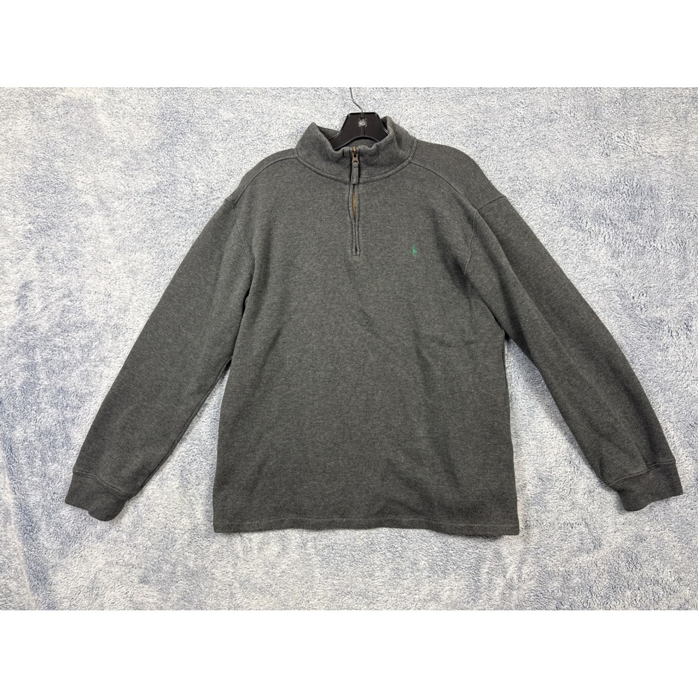 Polo Ralph Lauren Boys XL 18-20 Gray Quarter Zip Pullover Cotton Sweater 9785